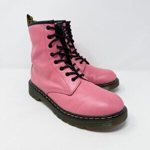 Dr. Martens Pink Leather 1460 Combat Boots Women's Size 6 EUC Lace Up/Side Zip